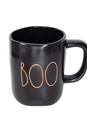 Rae Dunn Black BOO Mug With Orange Letters